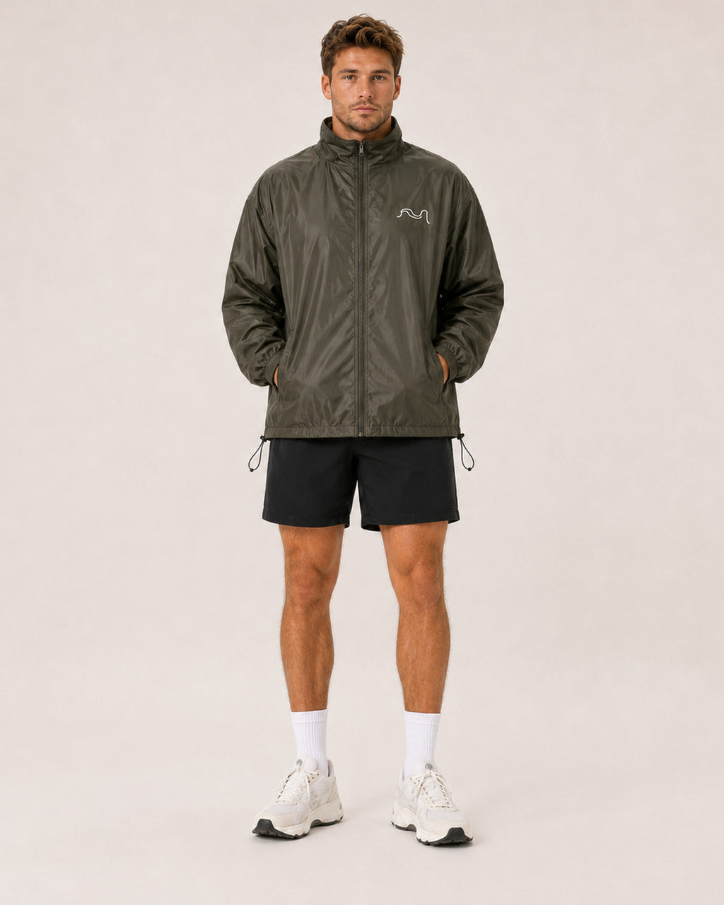 MIVA Pullover Windbreaker in Khaki, front