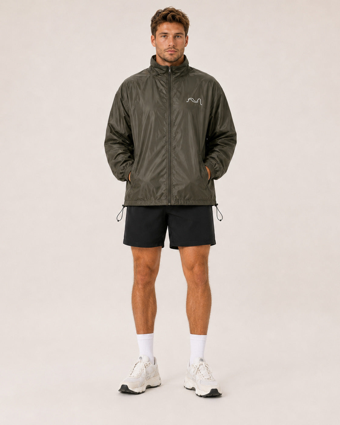 MIVA Pullover Windbreaker in Khaki, front